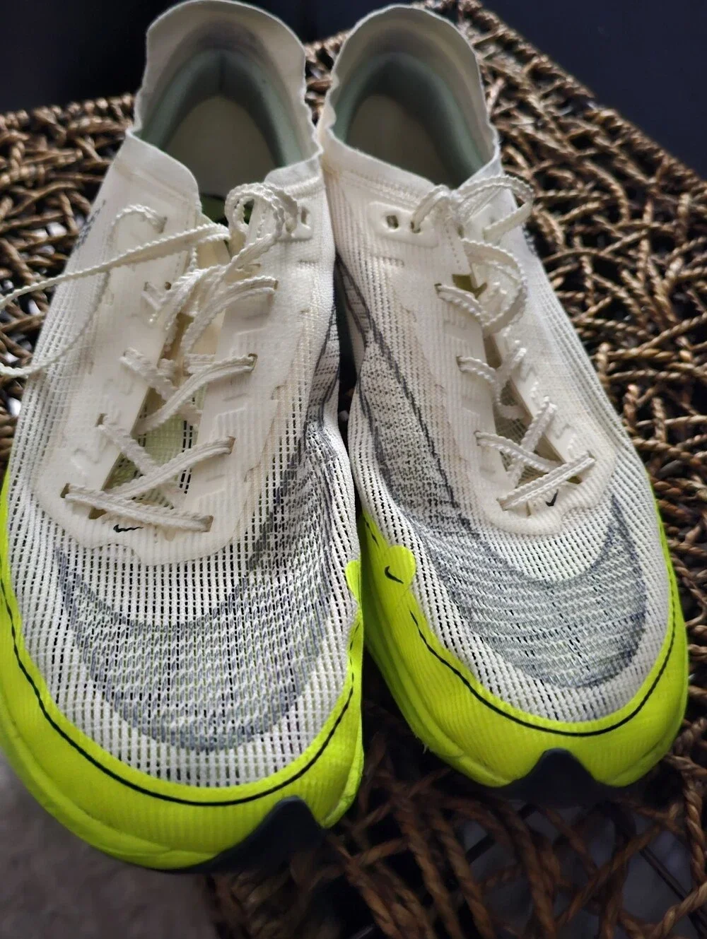 Nike White and Neon Green Racing Flats Mens 11
